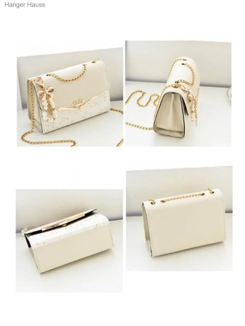 Vegan Leather Messenger Bag Crossbody Purse with Chain Strap
